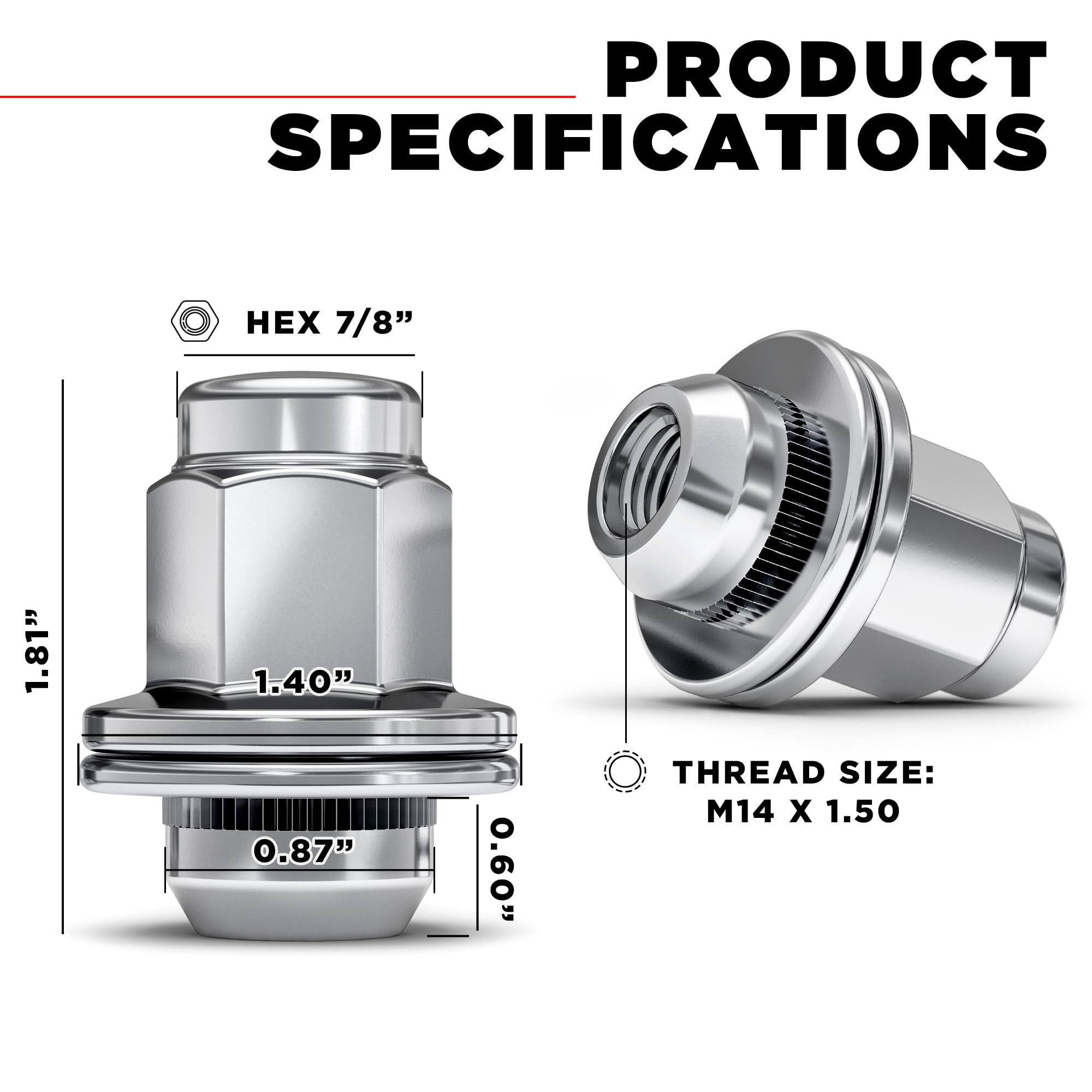 Amazon.com: White Knight M14 x 1.50 Thread Lug Nut for Toyota Land